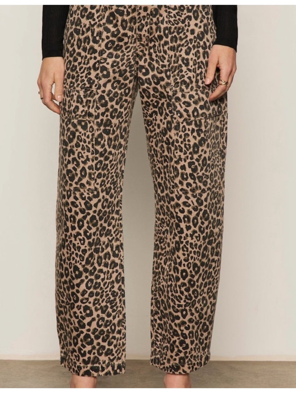 Sanctuary Leopard Print Wide-Leg Pants - cargo, subtle barrel. Like new.